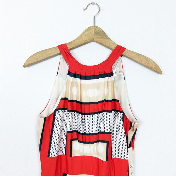 NWT Eliza J Scarf Print Crepe De Chine Halter Neck Tie Maxi Dress Size 2 - Picture 4 of 11